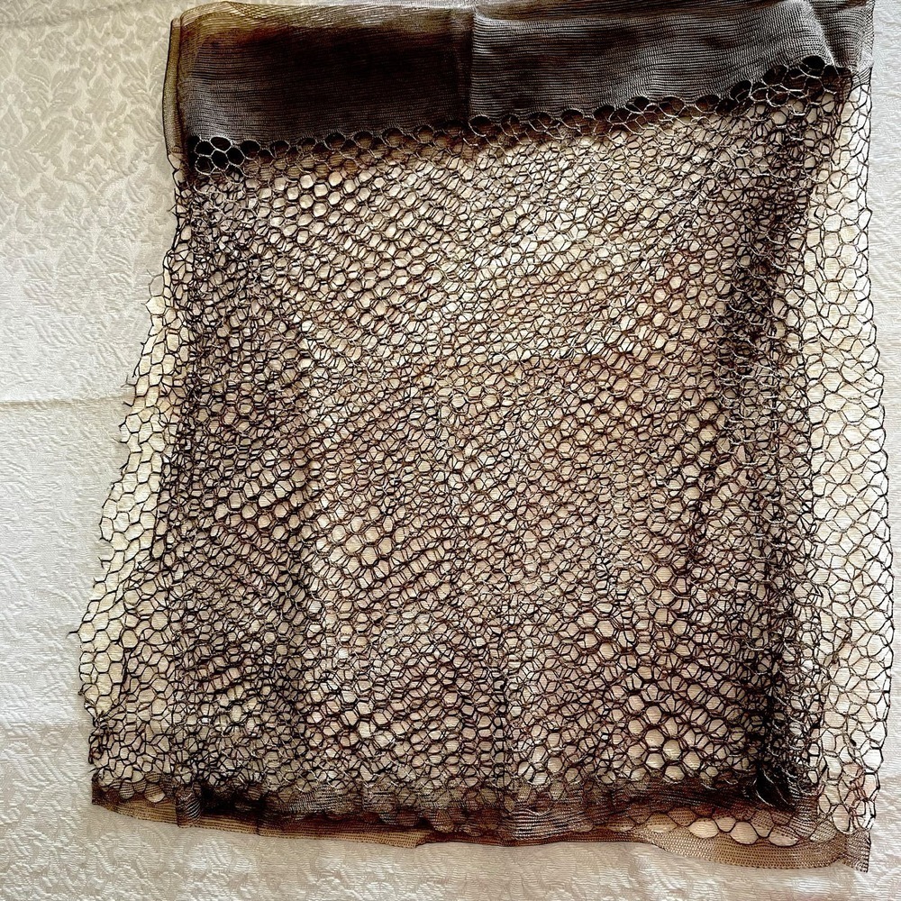 Vintage 1940s Veil 17” x 50” Rare Net Deadstock Hat Trim Millinery Brown Hairnet - Picture 5 of 12